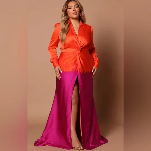 NWT 3X Melissa Ombre Maxi Dress - Orange/combo. A19 - Picture 4 of 9